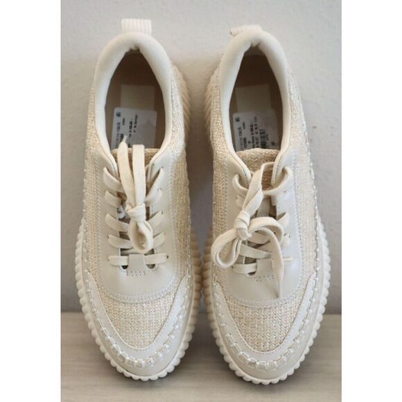 Dolce Vita Women's Sz 10M Ivory Woven Knit Dannis Platform Sneakers - Picture 5 of 9